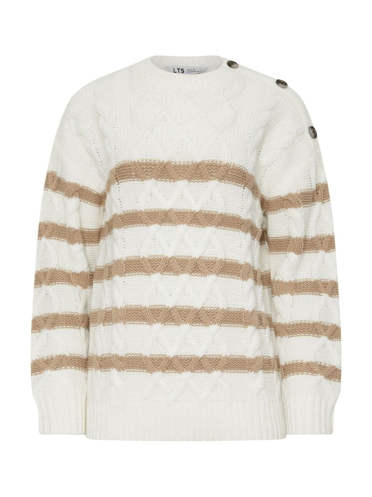 Long Tall Sally Natural Button Cable Jumper - Image 5 of 5