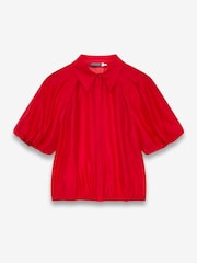 Mint Velvet Red Sheer Puff Sleeve Shirt - Image 3 of 4