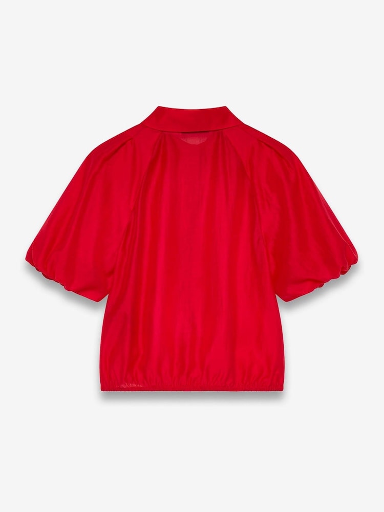 Mint Velvet Red Sheer Puff Sleeve Shirt - Image 4 of 4 Mint Velvet Red Sheer Puff Sleeve Shirt - Image 4 of 4