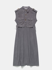 Mint Velvet Grey Utility Midi Shirt Dress - Image 3 of 4
