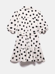 Mint Velvet Cream Cotton Blend Polka Dot Mini Dress - Image 4 of 4