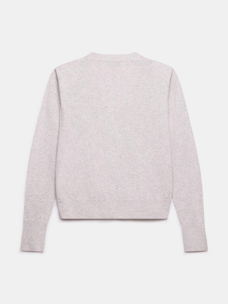 Mint Velvet Grey Shoulder Detail V-Neck Cardigan - Image 3 of 3