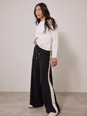 Mint Velvet Black Side Stripe Wide Trousers - Image 2 of 4