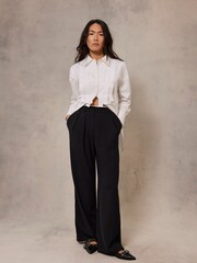 Mint Velvet Black Waist Detail Trousers - Image 2 of 6