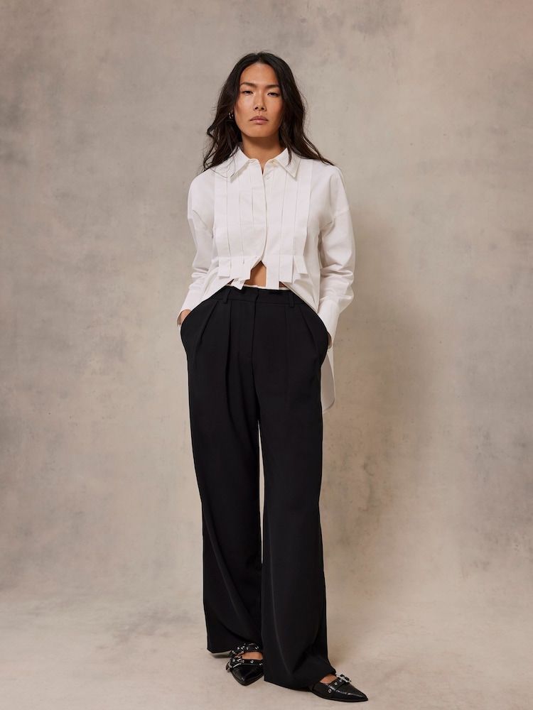 Mint Velvet Black Waist Detail Trousers - Image 2 of 6