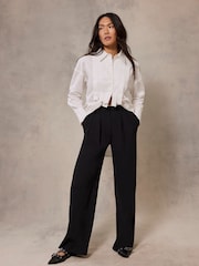 Mint Velvet Black Waist Detail Trousers - Image 3 of 6