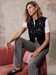 Mint Velvet Black Lace Sleeveless Jacket - Image 2 of 4