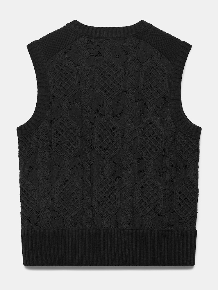 Mint Velvet Black Lace Sleeveless Jacket - Image 4 of 4