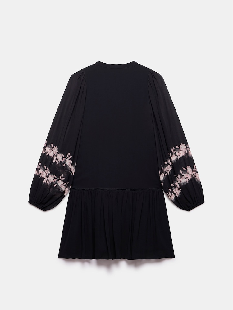 Mint Velvet Black Floral Print Mini Dress - Image 4 of 4