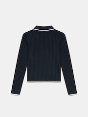 Mint Velvet Blue Contrast Trim Polo Shirt - Image 4 of 4