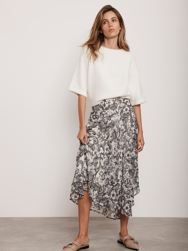 Mint Velvet Cream Print Midi Skirt - Image 1 of 4 Mint Velvet Cream Print Midi Skirt - Image 1 of 4