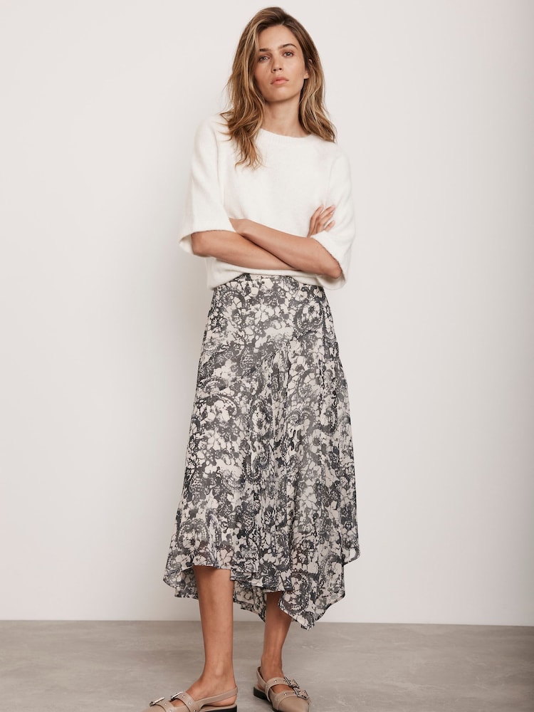 Mint Velvet Cream Print Midi Skirt - Image 2 of 4 Mint Velvet Cream Print Midi Skirt - Image 2 of 4