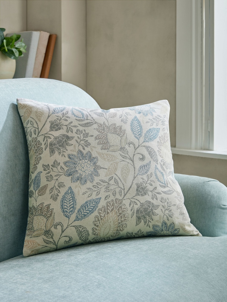 Laura Ashley Seaspray Blue Hedingham 100% Cotton Cushion - Image 1 of 5