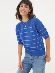 FatFace Blue Taya Knitted Top - Image 1 of 6