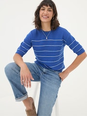 FatFace Blue Taya Knitted Top - Image 4 of 6