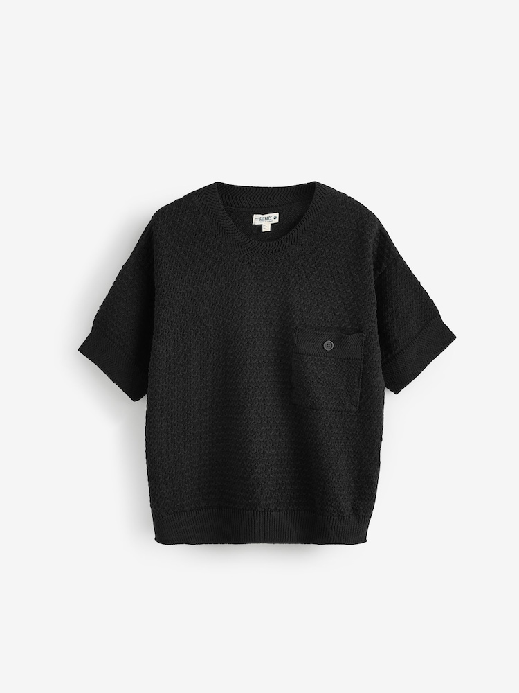 FatFace Black Sania Textured T-Shirt - Image 1 of 1 FatFace Black Sania Textured T-Shirt - Image 1 of 1