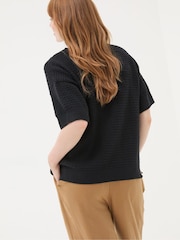 FatFace Black Sania Textured T-Shirt - Image 2 of 6