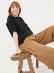 FatFace Black Sania Textured T-Shirt - Image 3 of 6