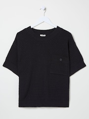 FatFace Black Sania Textured T-Shirt - Image 6 of 6