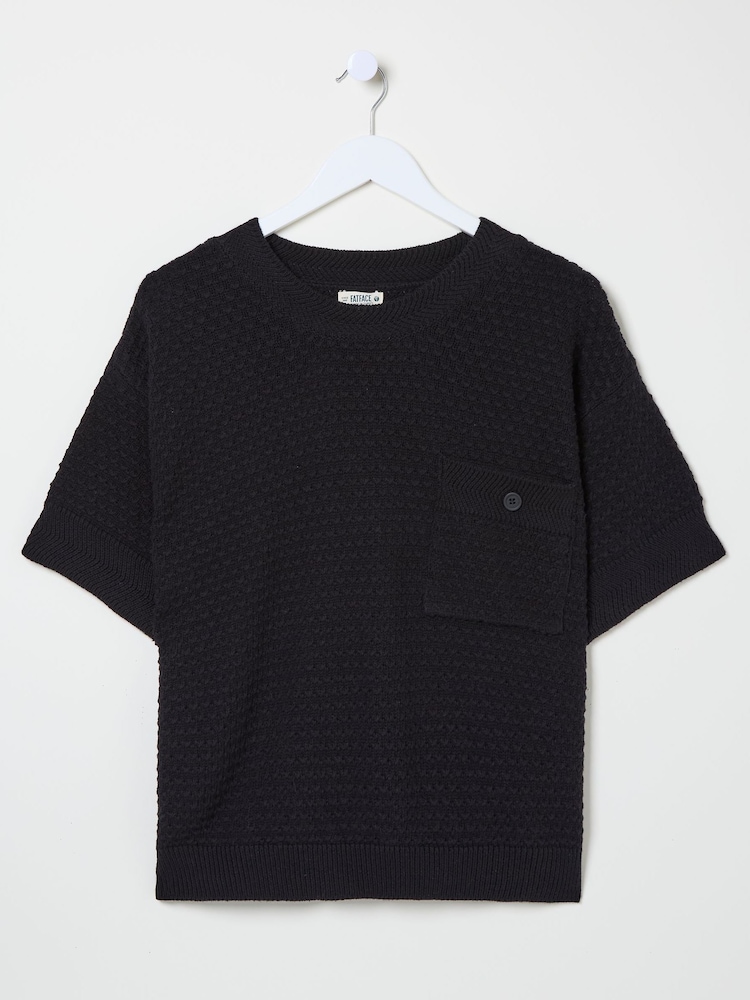 FatFace Black Sania Textured T-Shirt - Image 6 of 6