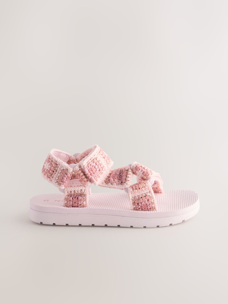 Pink Crochet Trekker Sandals - Image 2 of 5