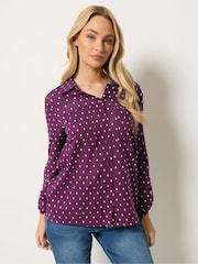 M&Co Purple Long Sleeve Dobby Shirt - Image 1 of 6