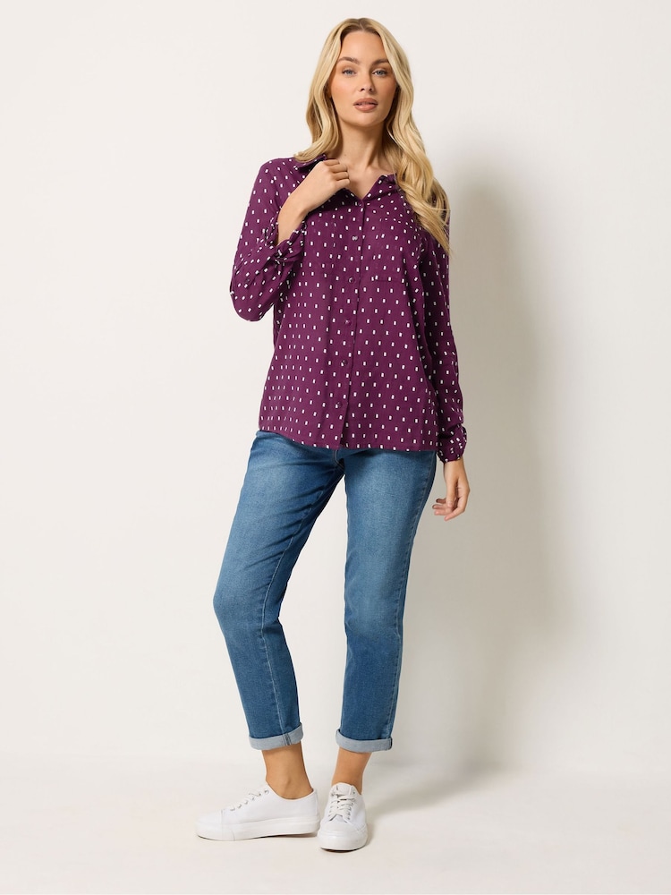 M&Co Purple Long Sleeve Dobby Shirt - Image 2 of 6