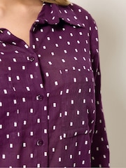 M&Co Purple Long Sleeve Dobby Shirt - Image 4 of 6
