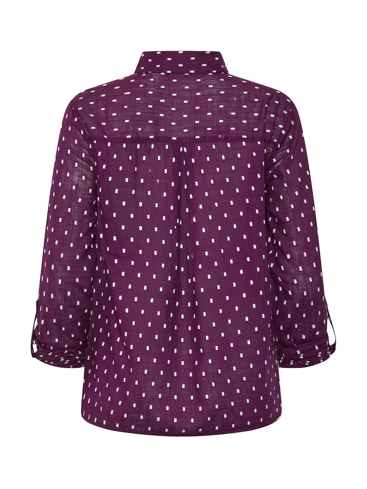 M&Co Purple Long Sleeve Dobby Shirt - Image 6 of 6