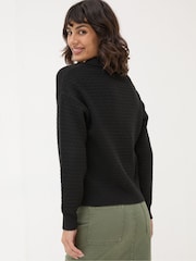 FatFace Black Bea Collar Jumper - Image 2 of 5