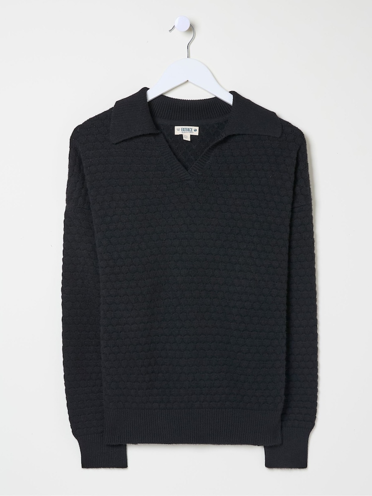 FatFace Black Bea Collar Jumper - Image 5 of 5