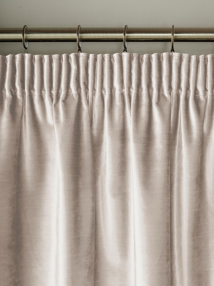 Laura Ashley Pale Truffle Loretta Pencil Pleat Curtains - Image 2 of 4