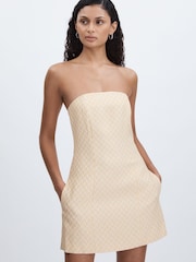 Anna Quan Strapless Chevron-Weave Mini Dress - Image 1 of 6