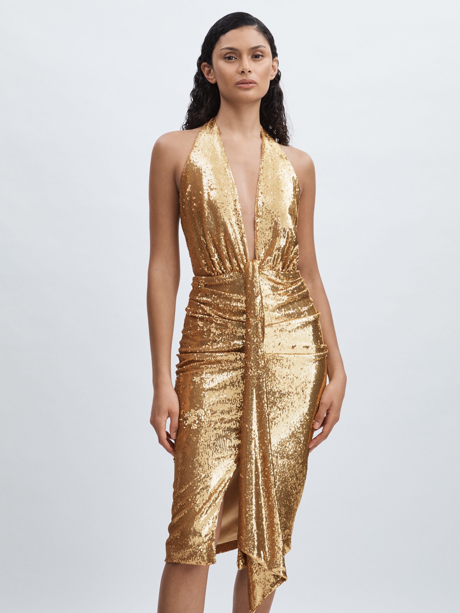 Sequin halterneck dress shop