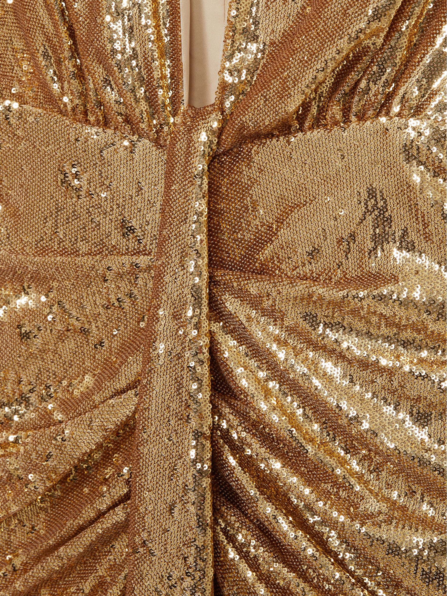 Buy Halston Gold Sequin Halterneck Plunge Dress from Next USA
