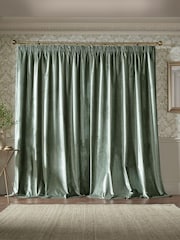 Laura Ashley Sage Green Loretta Pencil Pleat Curtains - Image 4 of 4