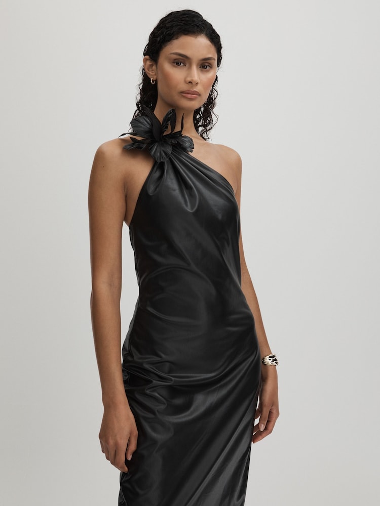 Halston Faux Leather One-Shoulder Maxi Dress - Image 1 of 6