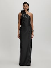 Halston Faux Leather One-Shoulder Maxi Dress - Image 3 of 6