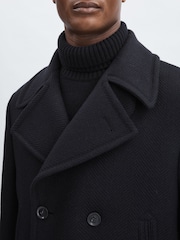 Oscar Jacobson Wool Herringbone Double-Breasted Coat - Image 3 of 6