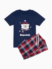 Boys Personalised Christmas Polar Bear 100% Cotton Pyjamas by Stitch Style - Image 1 of 5