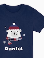 Boys Personalised Christmas Polar Bear 100% Cotton Pyjamas by Stitch Style - Image 4 of 5