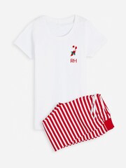 Womens Personalised Christmas Candy Cane Pyjamas by Stitch Style - Image 4 of 6