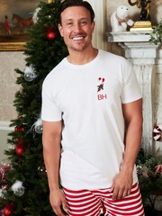 Mens Personalised Christmas Candy Cane Pyjamas by Stitch Style - Image 1 of 6