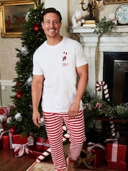 Mens Personalised Christmas Candy Cane Pyjamas by Stitch Style - Image 2 of 6