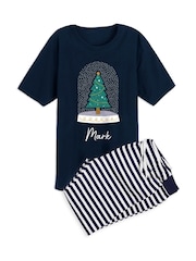 Mens Personalised Christmas Tree Snow Globe Pyjamas by Stitch Style - Image 1 of 4