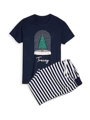 Womens Personalised Christmas Tree Snow Globe Pyjamas by Stitch Style - Image 1 of 4