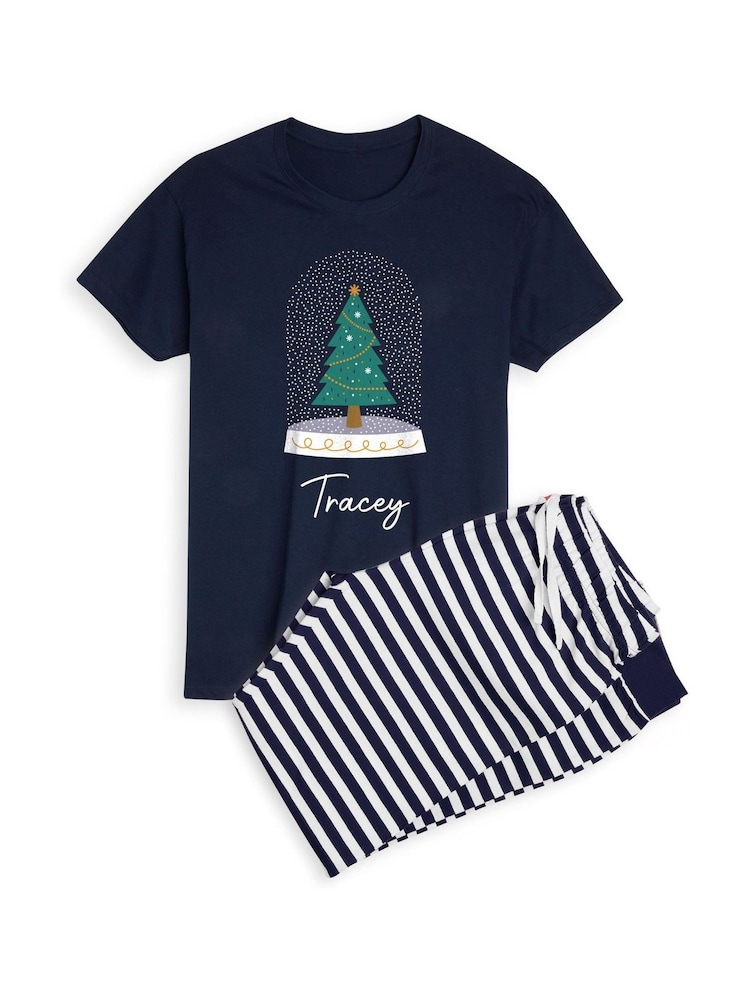 Womens Personalised Christmas Tree Snow Globe Pyjamas by Stitch Style - Image 1 of 4