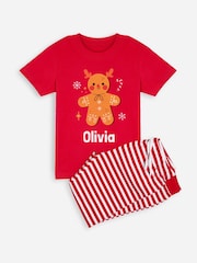 Younger Kids Personalised Christmas Ginger Bread Pyjamas by Stitch Style - Image 1 of 5