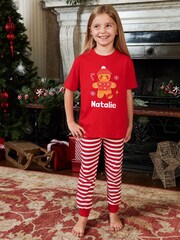 Older Kids Personalised Christmas Ginger Bread Pyjamas by Stitch Style - Image 2 of 5