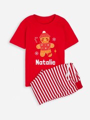 Older Kids Personalised Christmas Ginger Bread Pyjamas by Stitch Style - Image 4 of 5